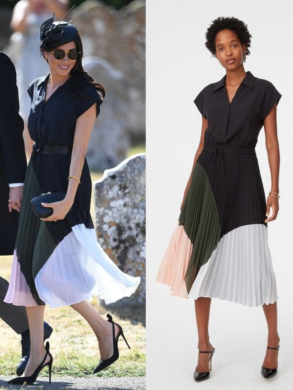 Club Monaco Pleated Colourblock Dress